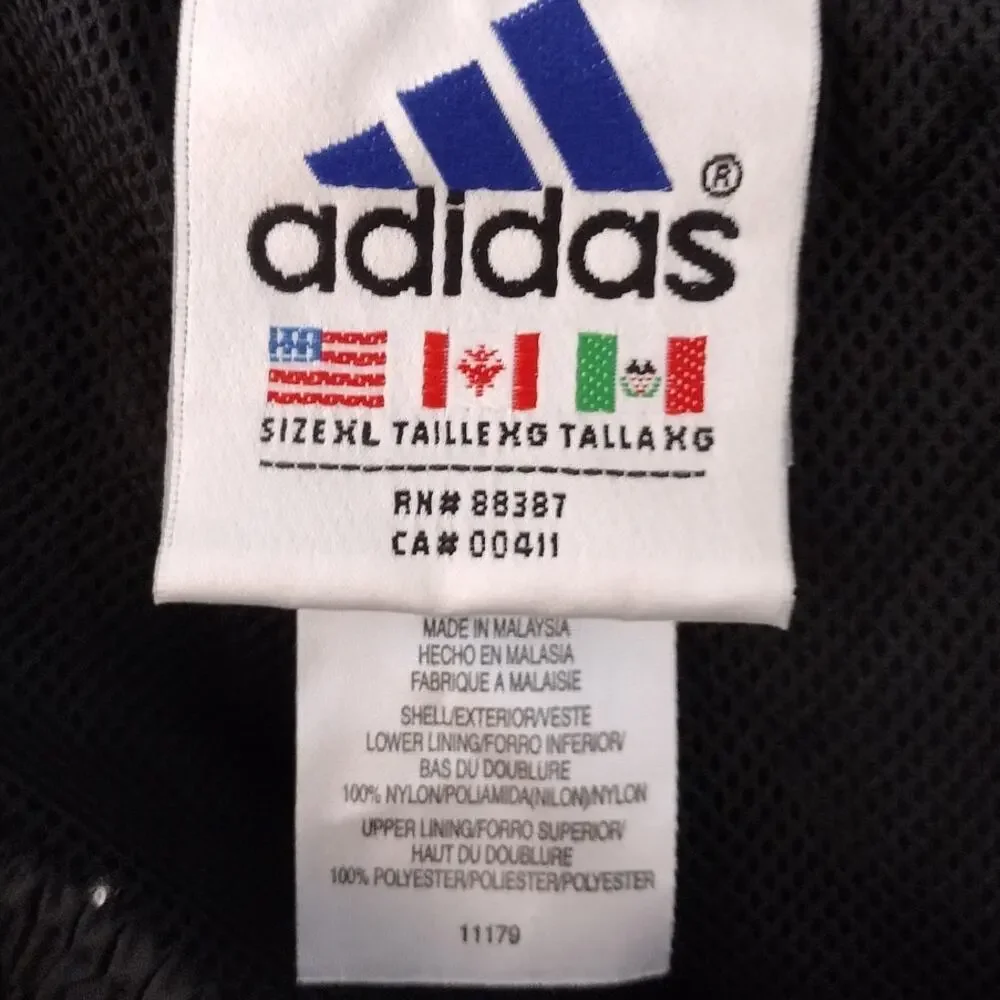 Adidas Vintage 1998 NEW DEADSTOCK Black 3-Stripe Nylon Swish Track Pants Mens XL
